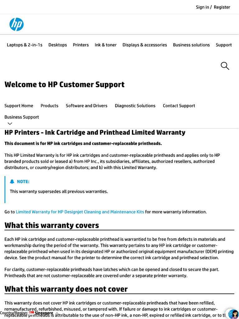 HP Printers - Ink Cartridge and Printhead Limited Warranty - HP ...