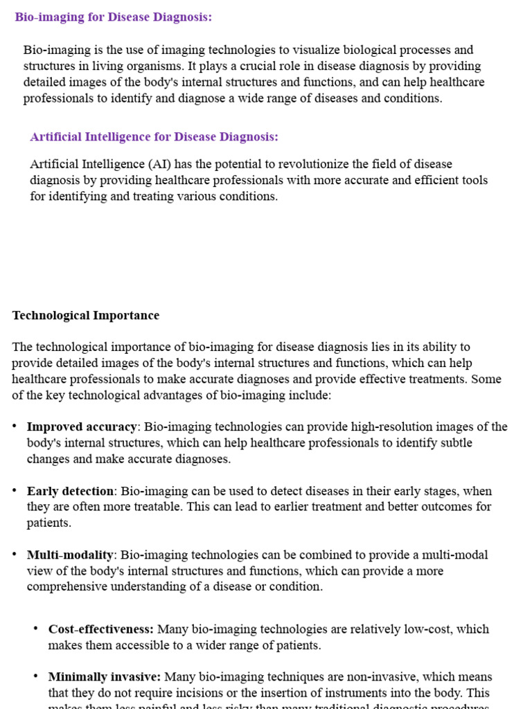 Bioimaging and AI in Disease Diagnosis | PDF | Medical Diagnosis ...