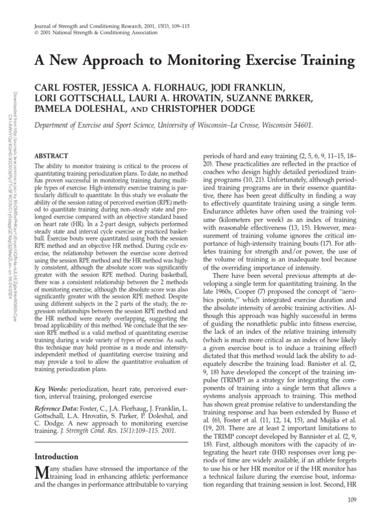A New Approach To Monitoring Exercise Training.19 | PDF | Physical ...