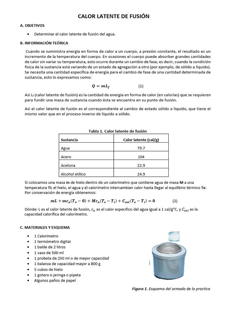 Calor Latente de Fusión del Agua | PDF | Calor | Calor latente