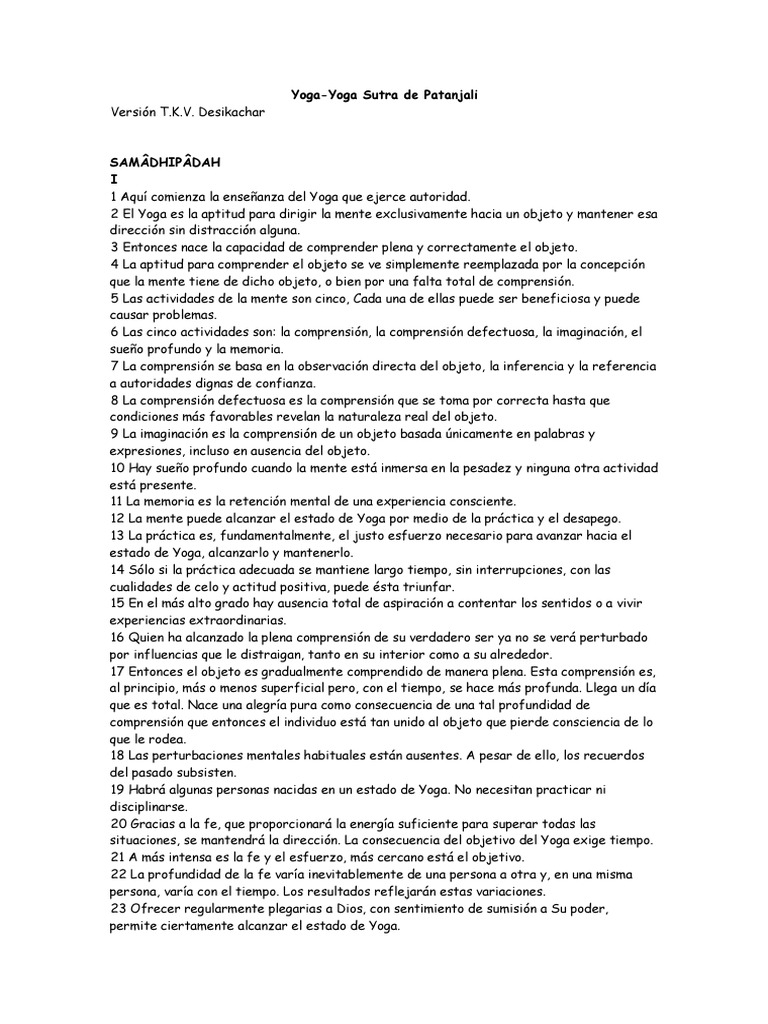 Guía del Yoga según Patanjali | PDF | Mente | Percepción