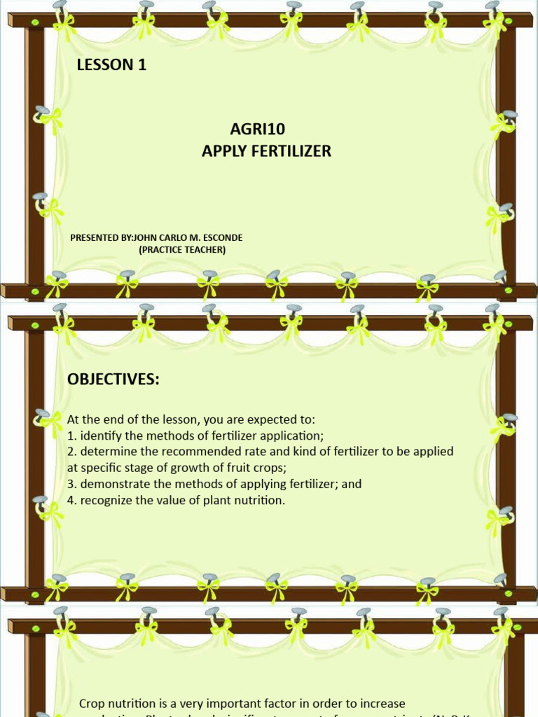 Fertilizer Application for Fruit Crops | PDF | Fertilizer | Soil