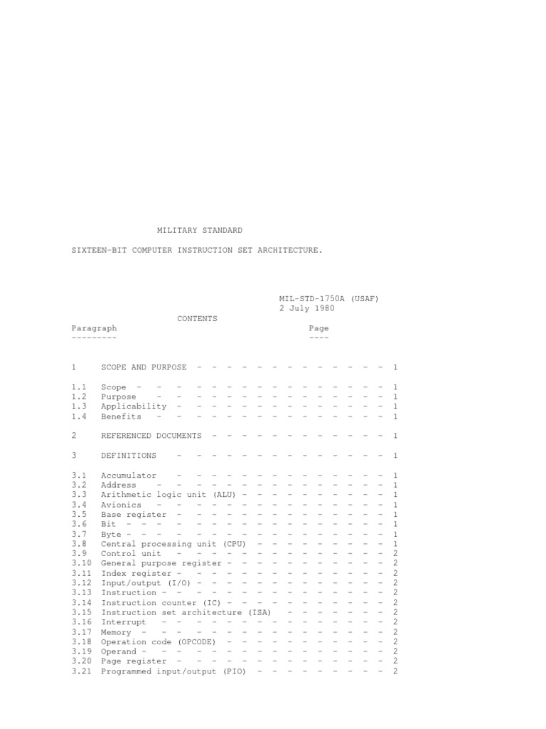 MIL-STD-1750A Instruction Set Guide | PDF | Central Processing Unit ...