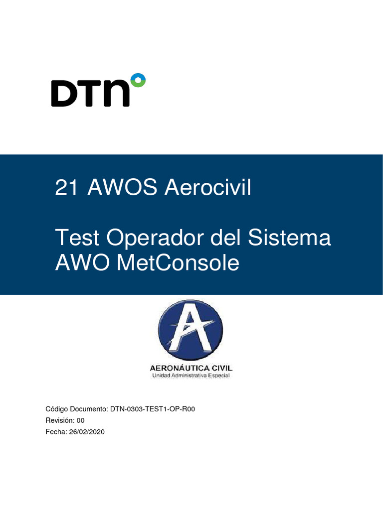 Test del Sistema AWOS Aerocivil | PDF | Contraseña | Control de tráfico ...