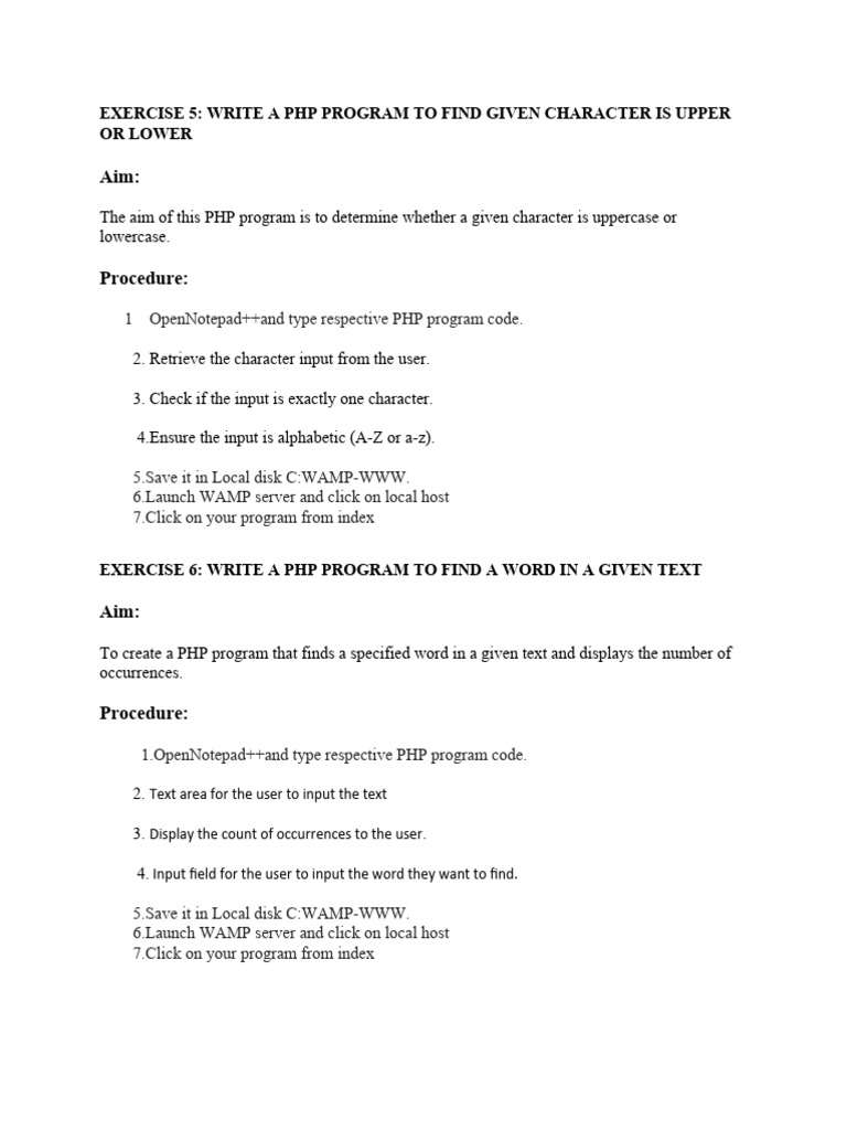 PHP Program Aims and Procedures | PDF | Php | String (Computer Science)