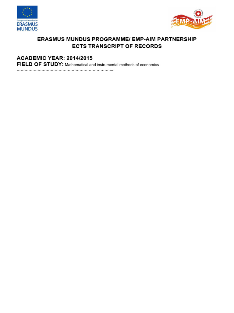 Example Transcript Records | PDF | Academic Term | Academia