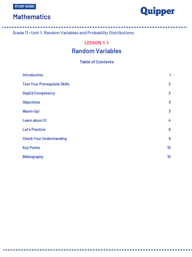 Mathematics: Random Variables | PDF | Random Variable | Probability ...