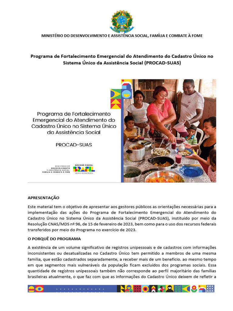 Orientações para PROCAD-SUAS 2023 | PDF | Trabalho social ...