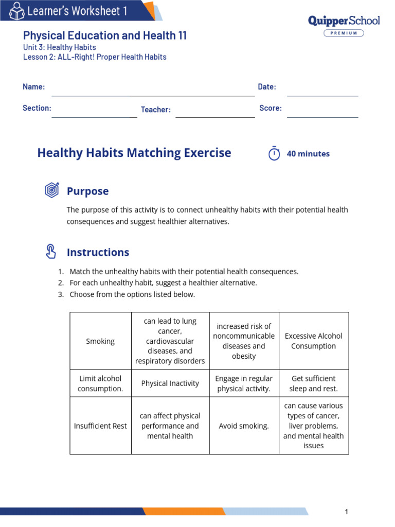 PEH 11 WS 2 ALL Right Proper Health Habits | PDF | Epidemiology ...