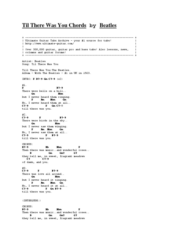 Til There Was You Chords By Beatles Pdf