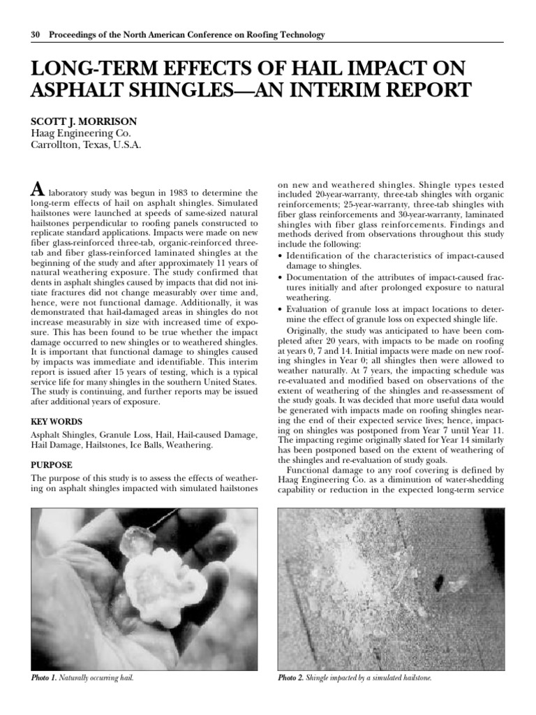 Hail Impact Effects on Asphalt Shingles | PDF | Hail | Fracture