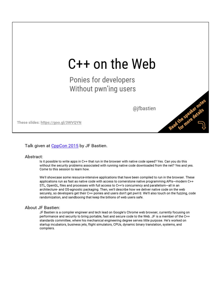 C++ On The Web - JF Bastien - CppCon 2015 | PDF | Software Engineering ...
