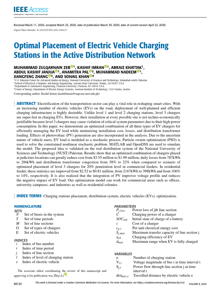 Optimal Placement of Electric Vehicle Charging Stations in The Active ...