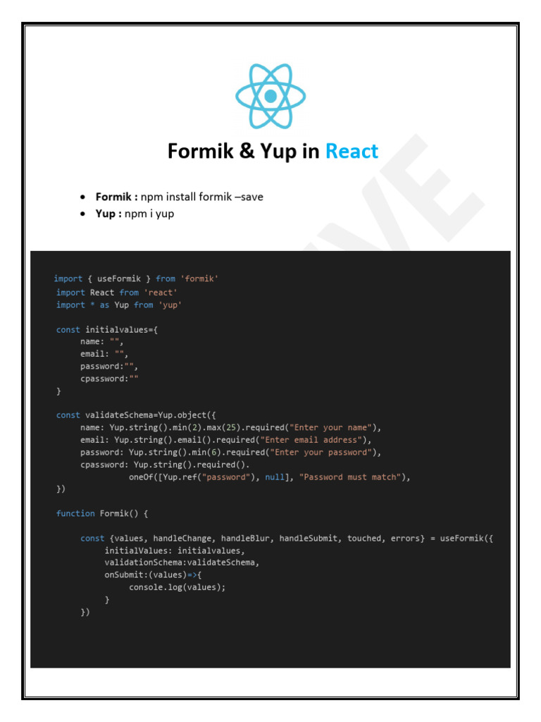 15 formik yup validation pdf password computing
