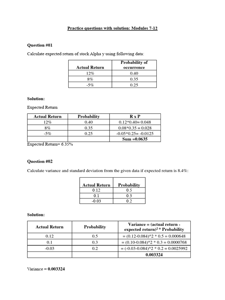 Practice Questions Modules 7-13 | PDF | Net Present Value | Preferred Stock