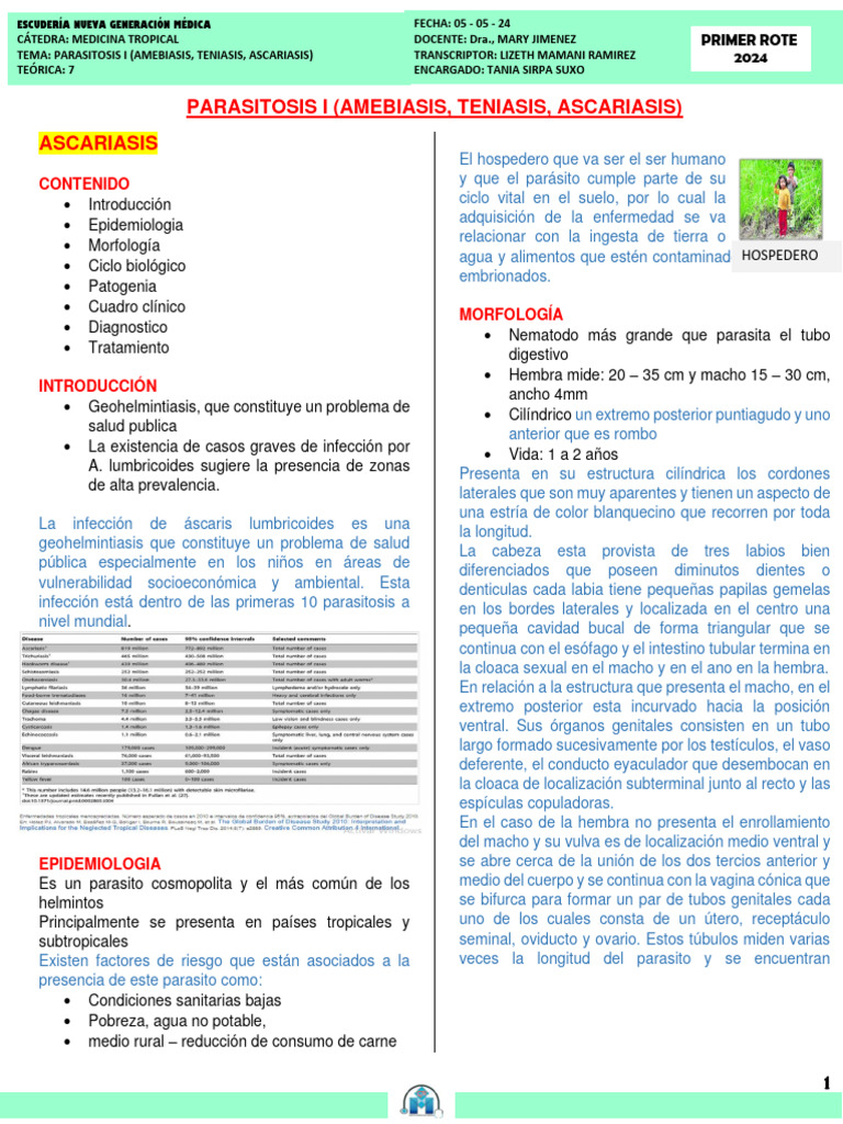 Teo 7 - Parasitosis I | PDF | Enfermedades y trastornos ...