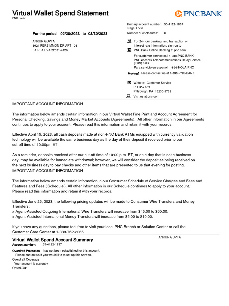 Statement PNC | PDF | Finance & Money Management | Pnc Financial Services