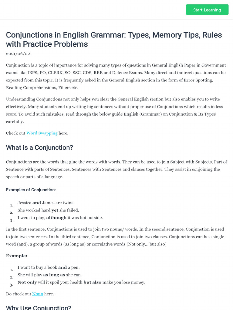 English Grammar Conjunction 06259b79 | PDF