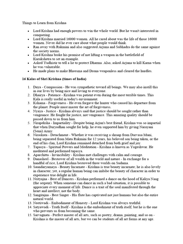 Things To Learn From Krishna | PDF | Krishna | Hinduism