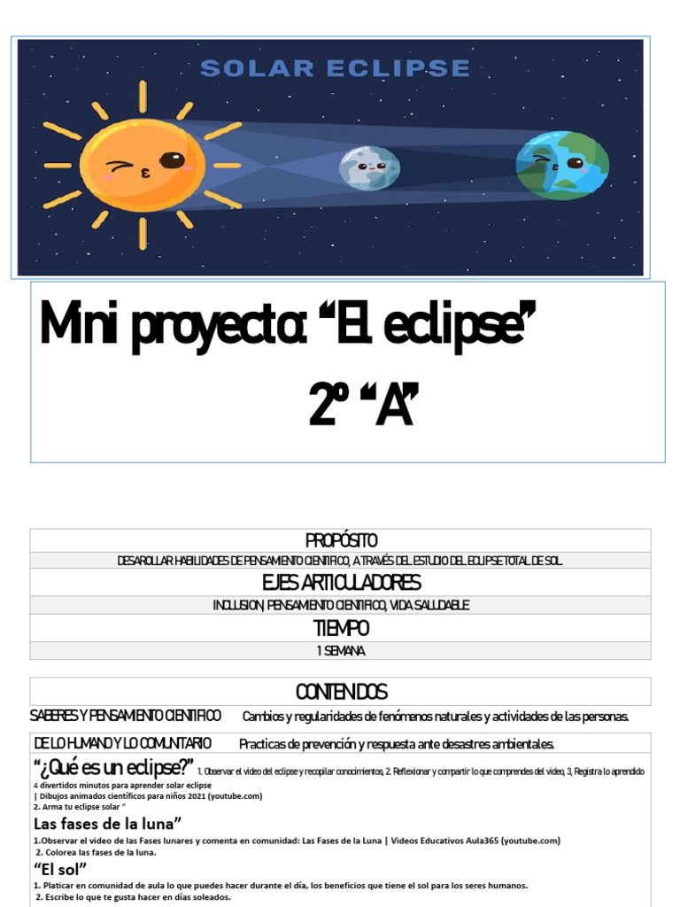 Mini proyecto sobre el eclipse solar | PDF | Eclipse