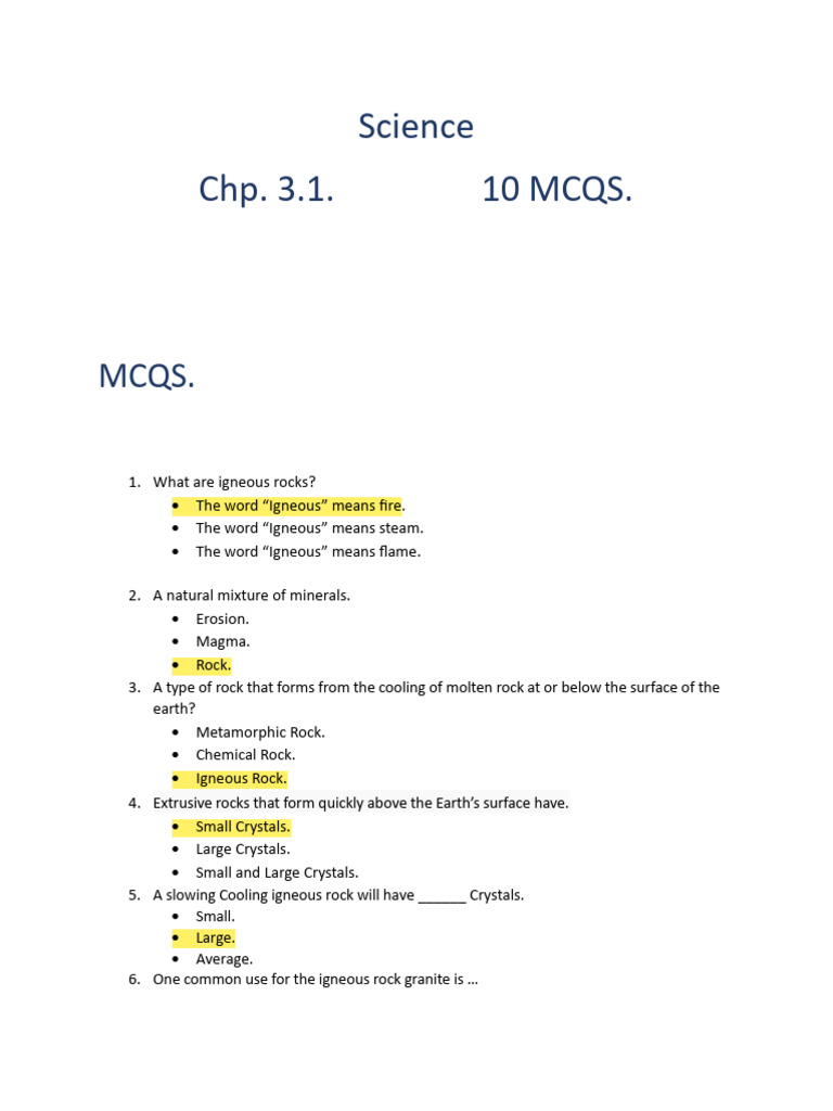 Science 3.1 10 MCQS Filled | PDF | Technology & Engineering