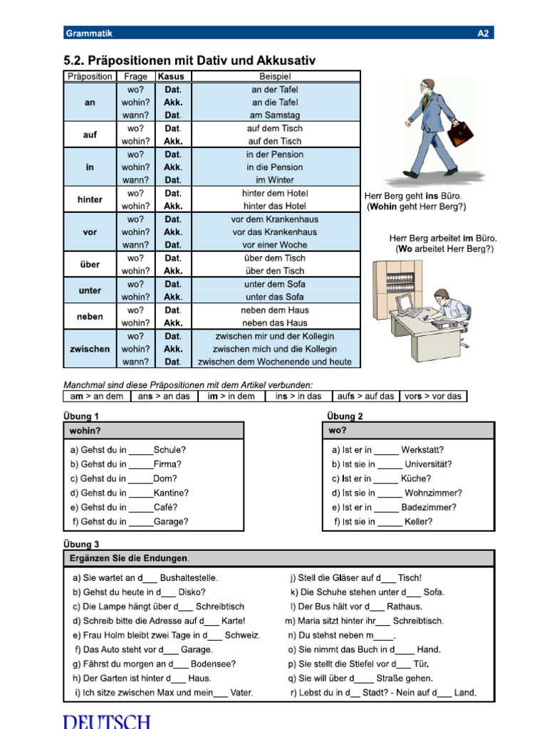 Präpositionen Mit Dativ Und Akkusativ | PDF