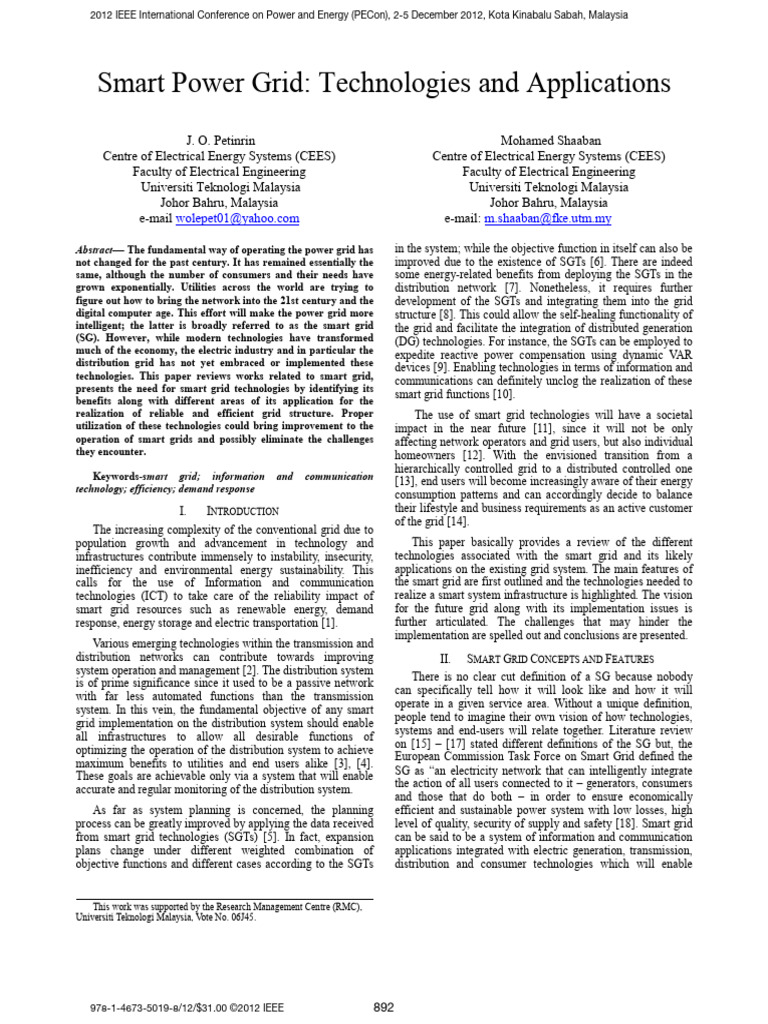 Smart Grid Technologies and Benefits | PDF | Smart Grid | Electrical Grid