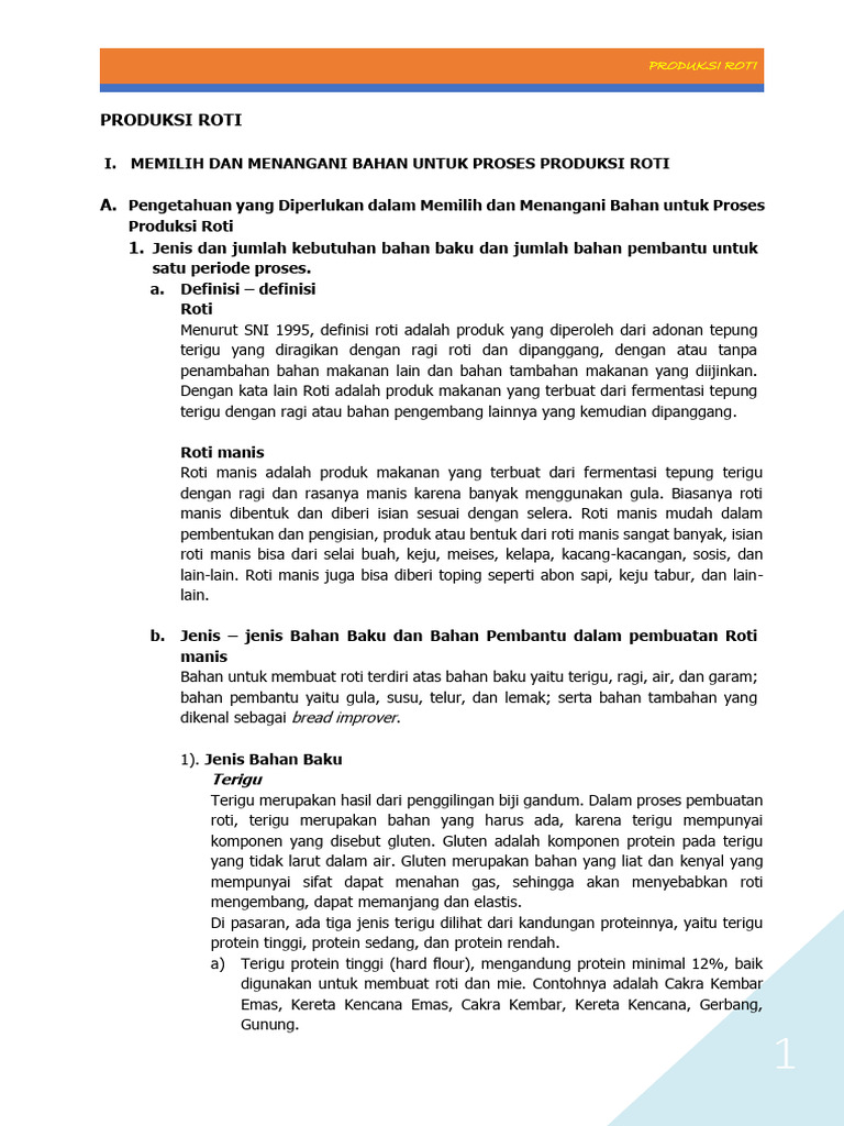 Proses dan Bahan Produksi Roti | PDF