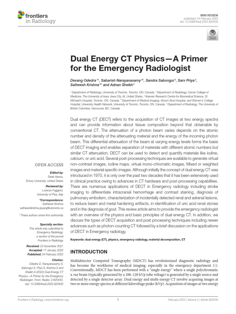 Dual Energy CT Physics - A Primer For The Emergency Radiologis | PDF ...