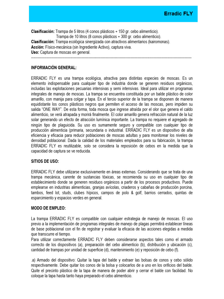 Trampa Ecológica para Moscas ERRADIC FLY | PDF | El plastico | Agua