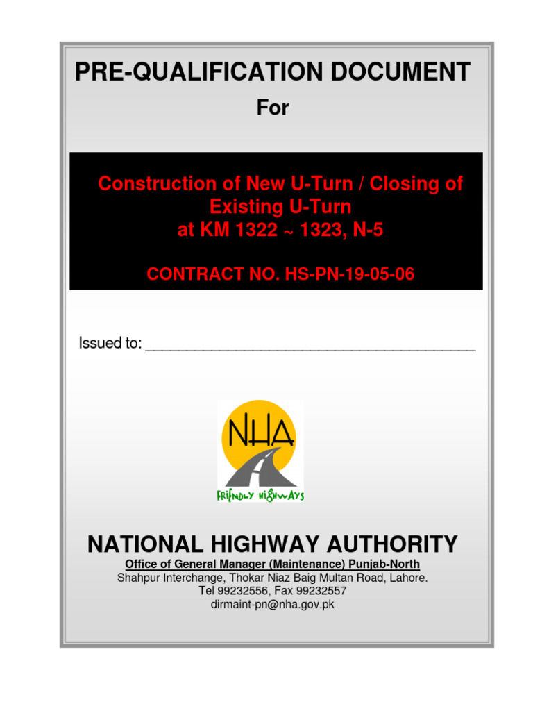 Prequalification Document for U-Turn Project | PDF | Joint Venture ...