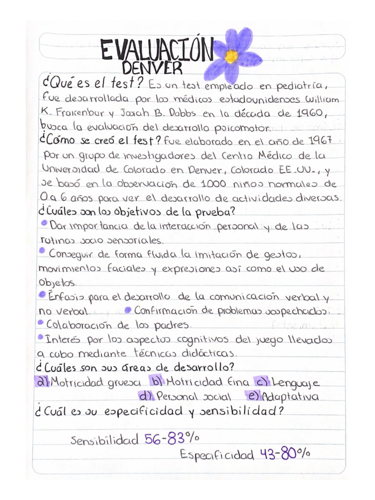 Evaluación DENVER II - ADCA | PDF