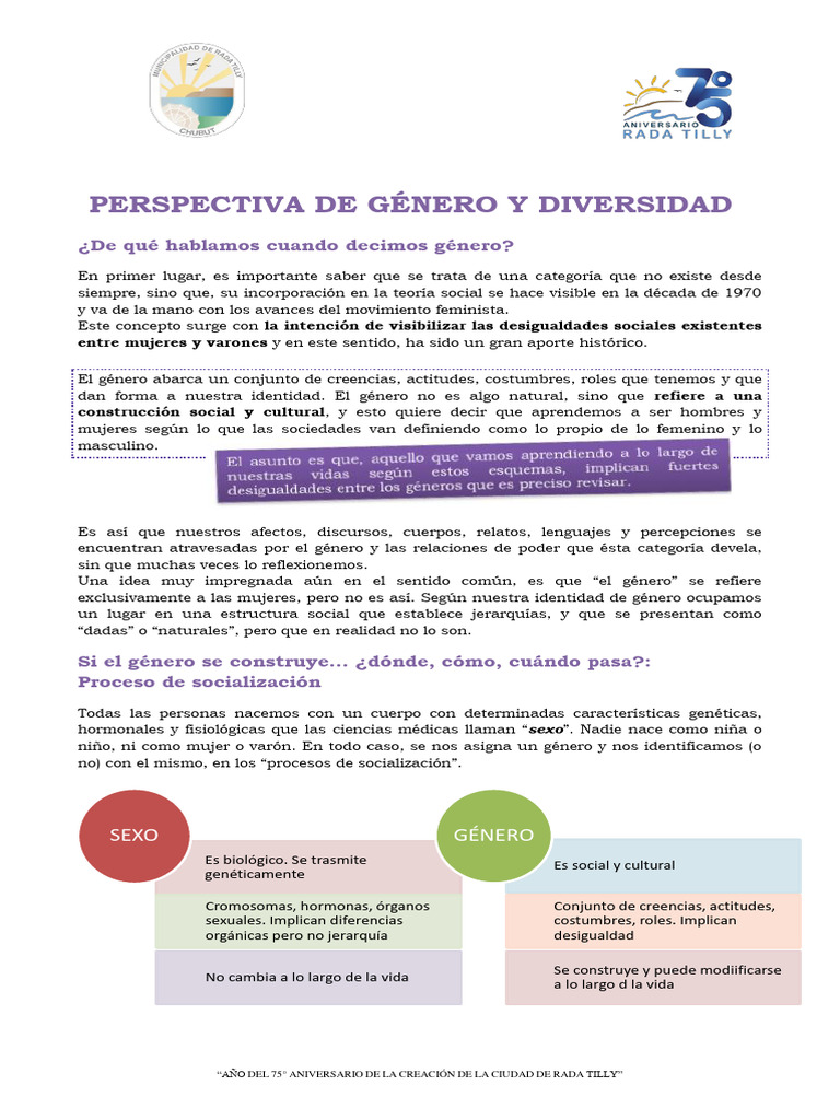 Perspectiva de Género y Diversidad en Rada Tilly | PDF | Género ...