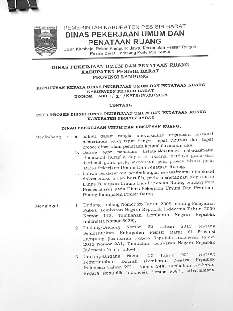 Peta Proses Pengelolaan Infrastruktur Daerah | PDF