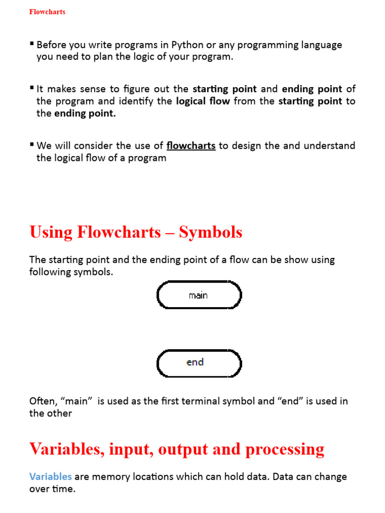 Flowchart Basics for Python Programming | PDF | Control Flow | Value ...