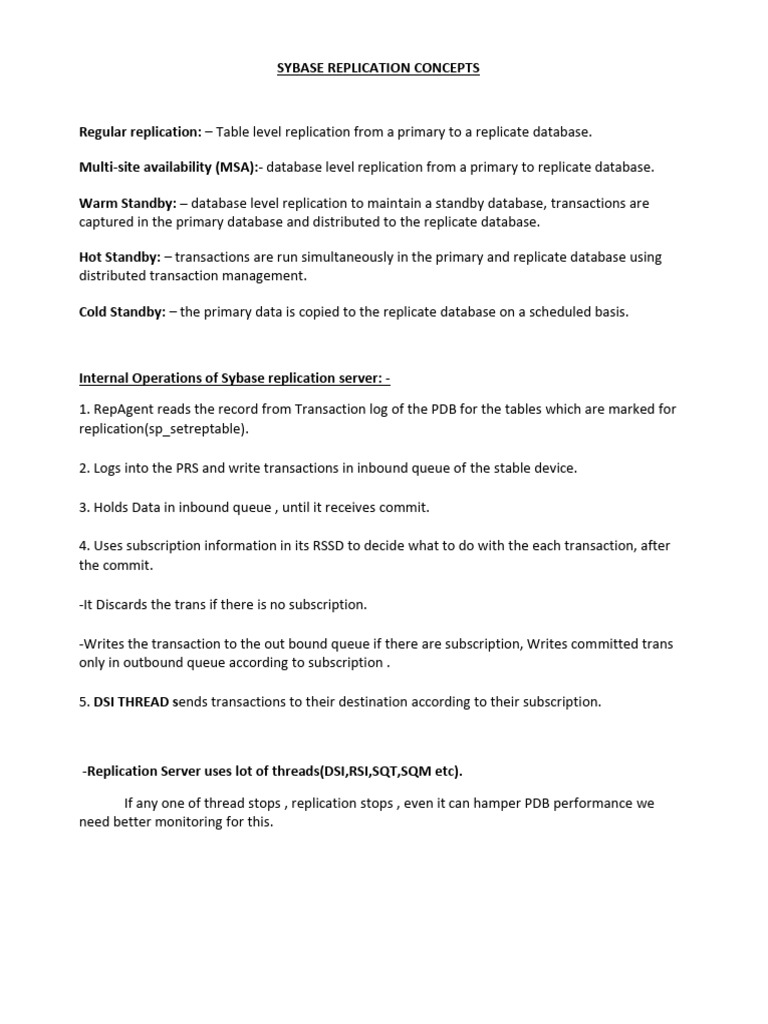 Sybase Replication Server Overview | PDF | Replication (Computing ...
