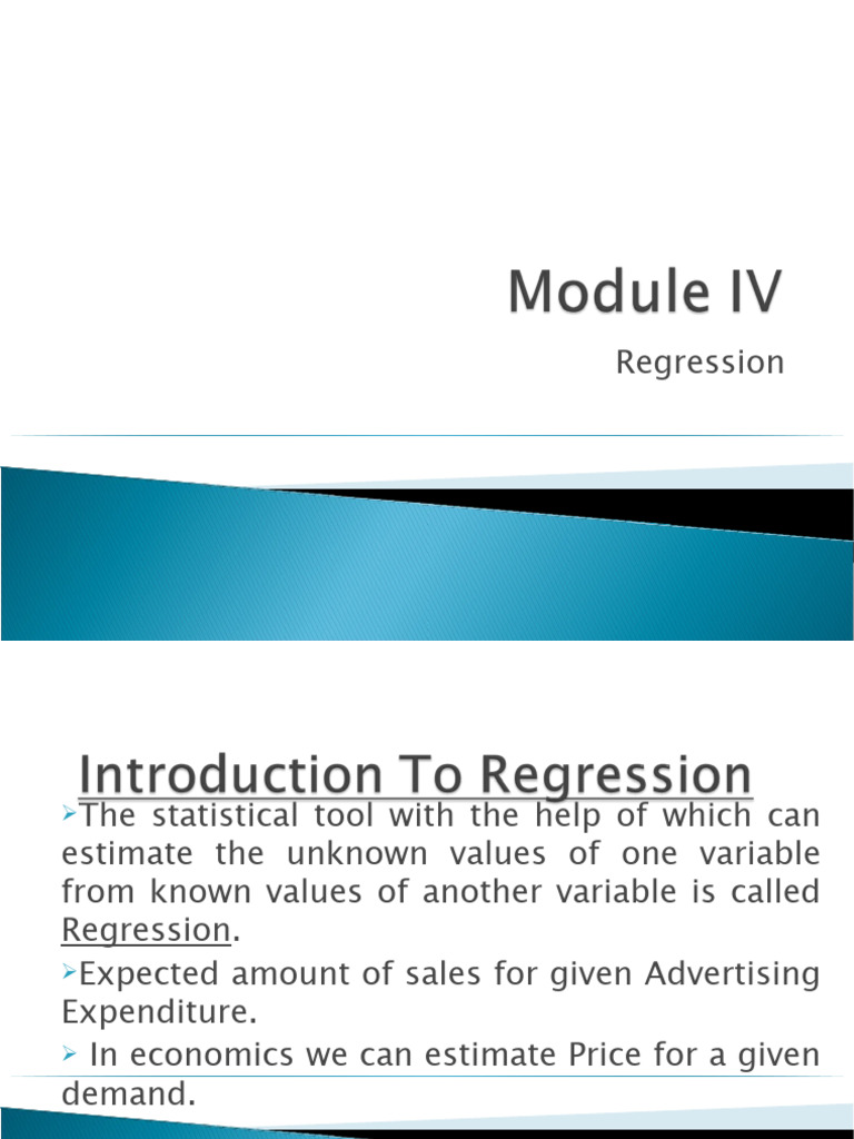 Module IV Regression | PDF | Linear Regression | Dependent And ...
