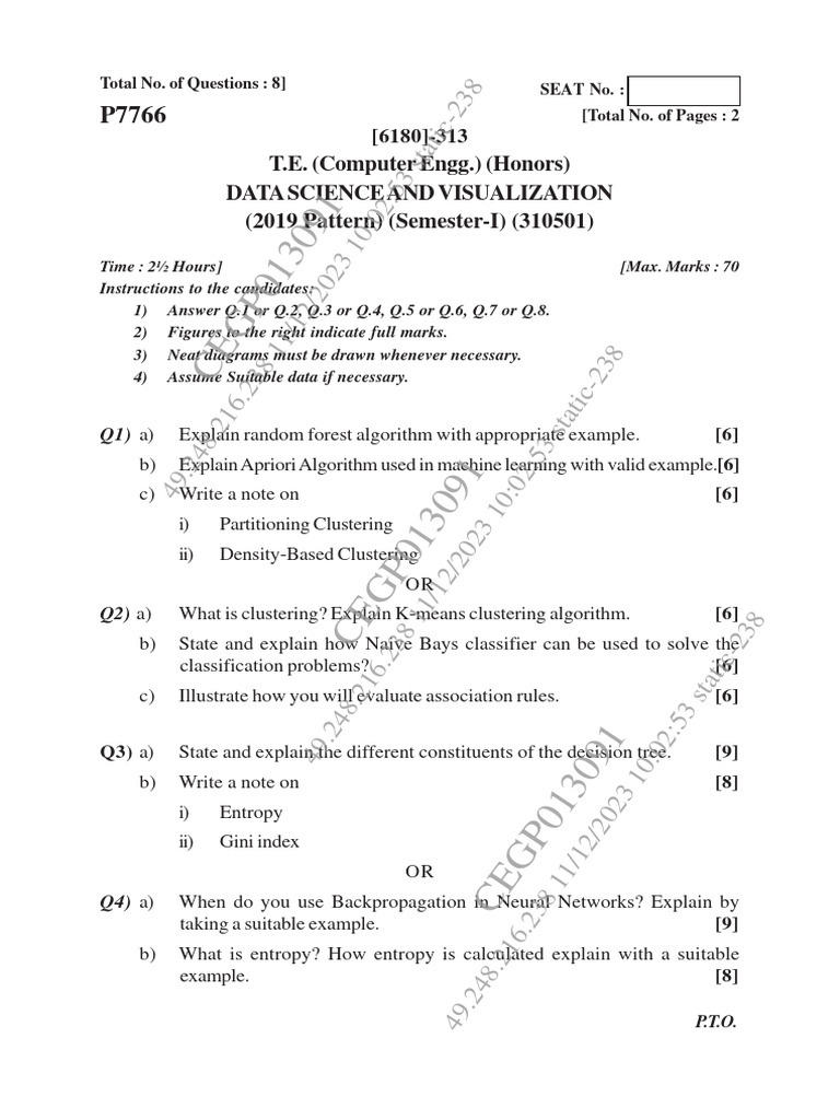 Data Science and Visualization Exam Guide | PDF | Cluster Analysis ...