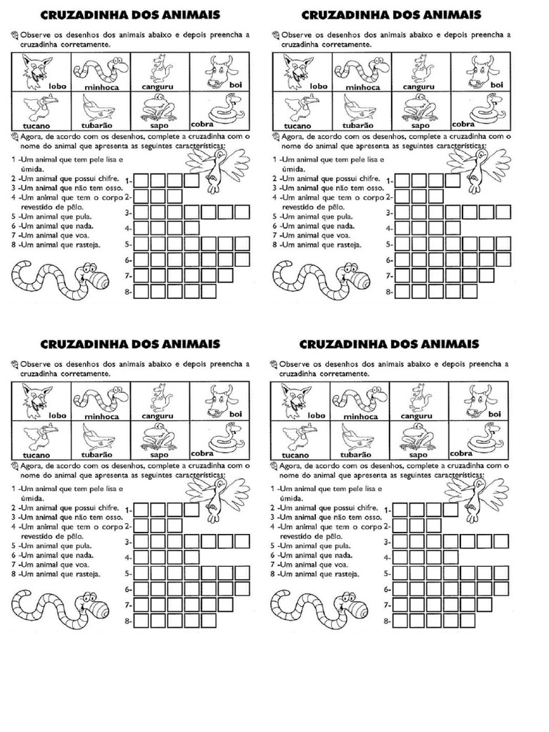 3º Ano - Cruzadinha Dos Animais | PDF