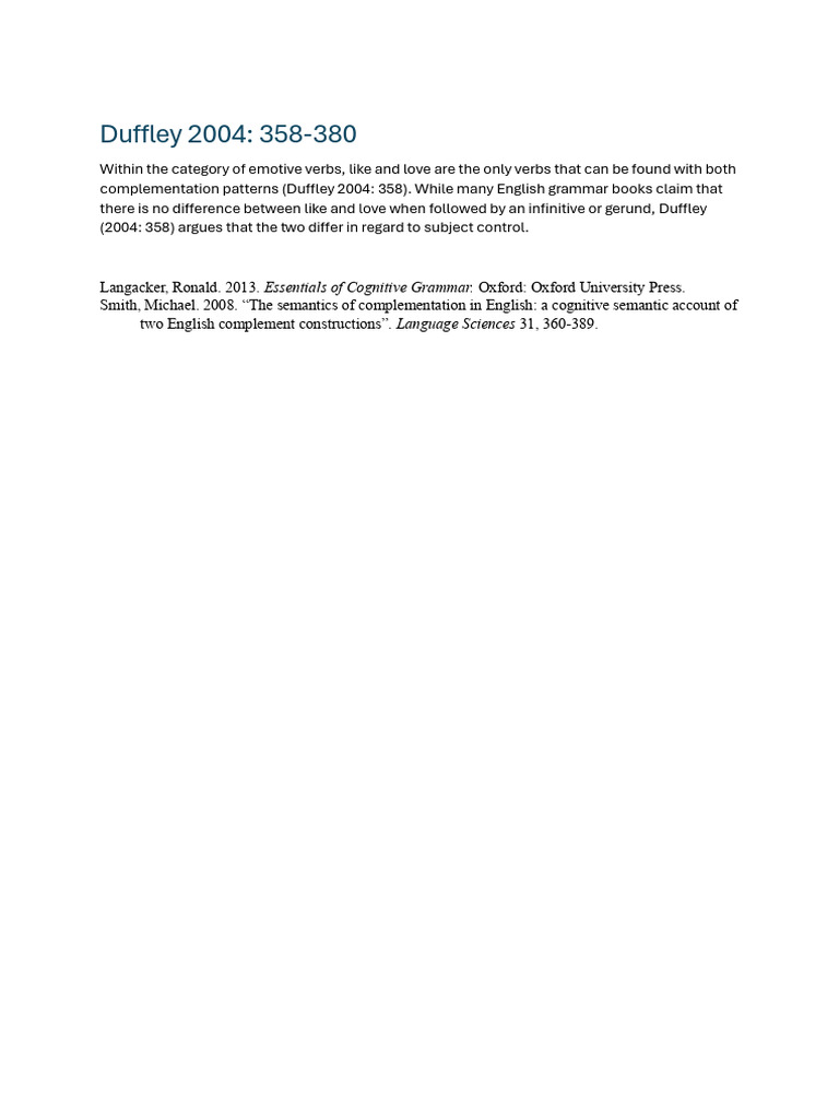 Emotive Verbs: Like vs. Love | PDF