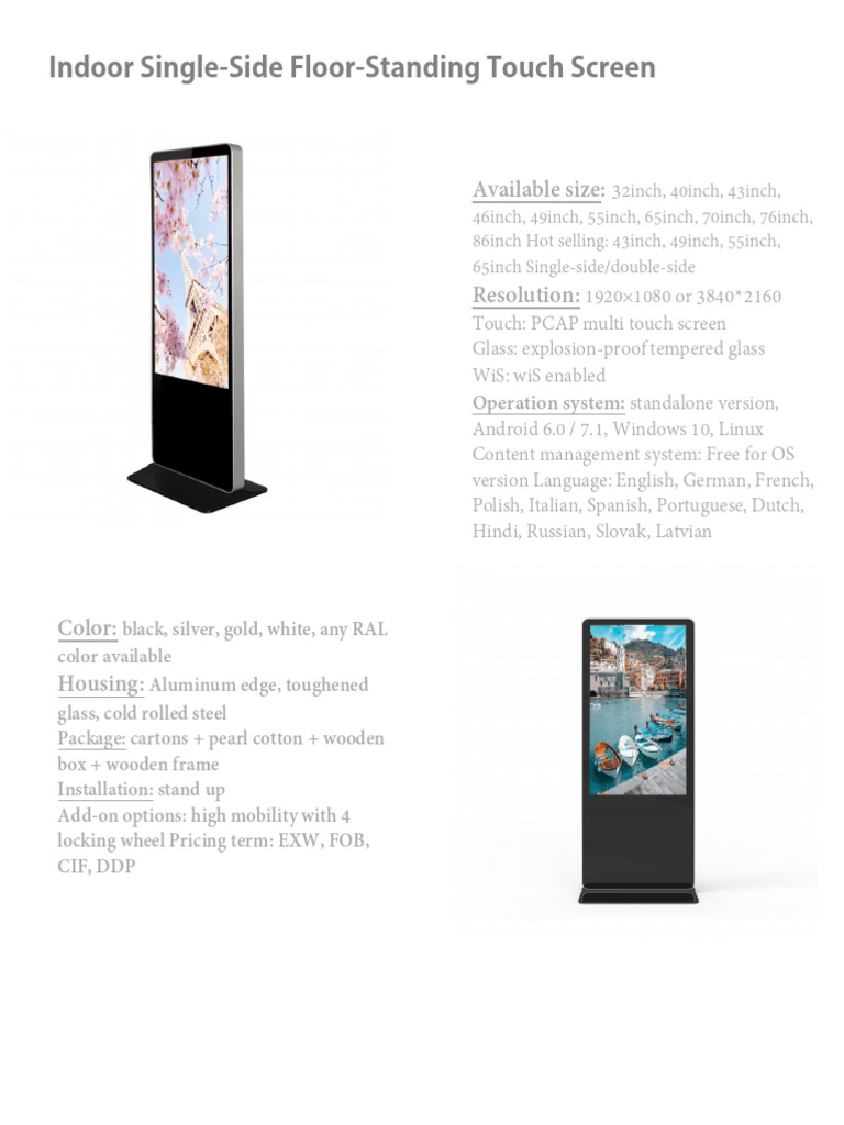 70 Inch Pdf Android Operating System Touchscreen