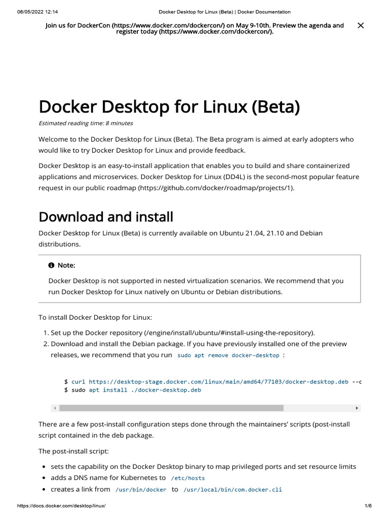 Docker Desktop for Linux Installation Guide | PDF | Virtual Machine ...