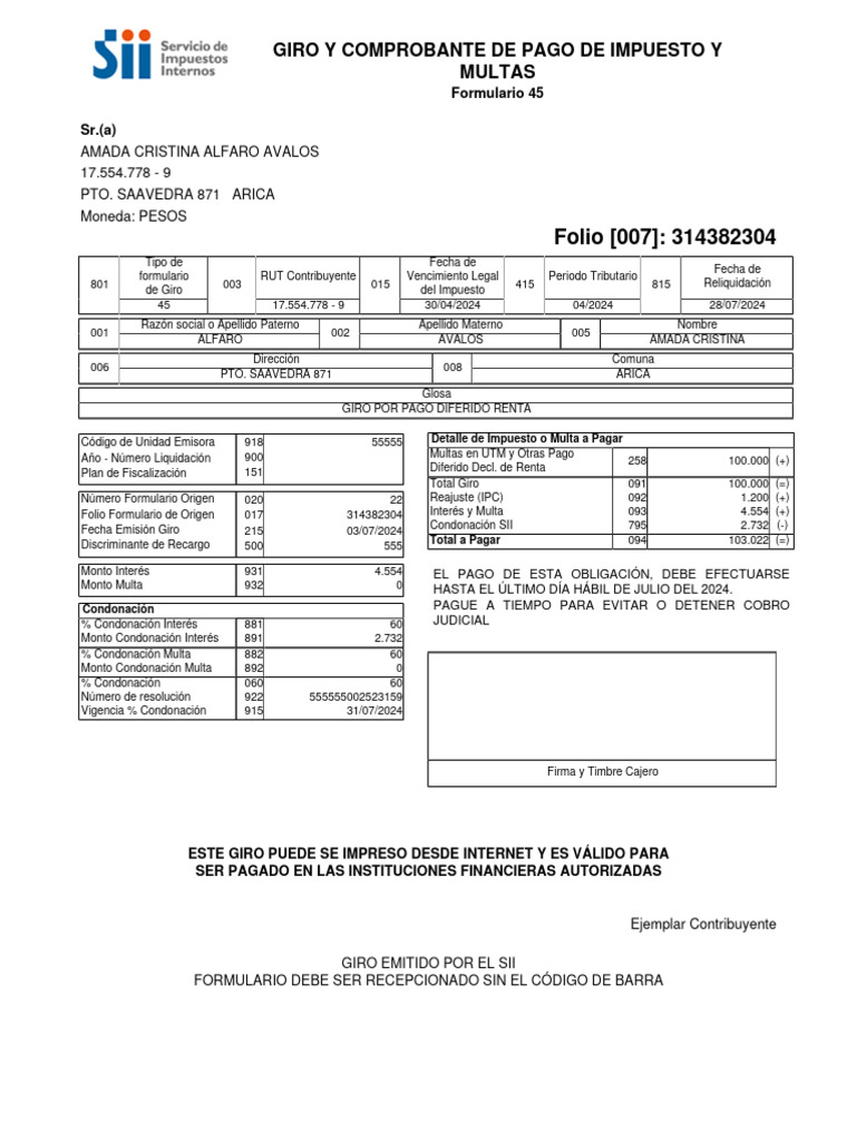 Giro y Comprobante de Pago de Impuestos | PDF | Dinero | Economias