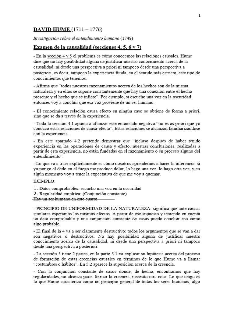 David Hume Secciones 4 5 6 y 7 | PDF | David Hume | Causalidad