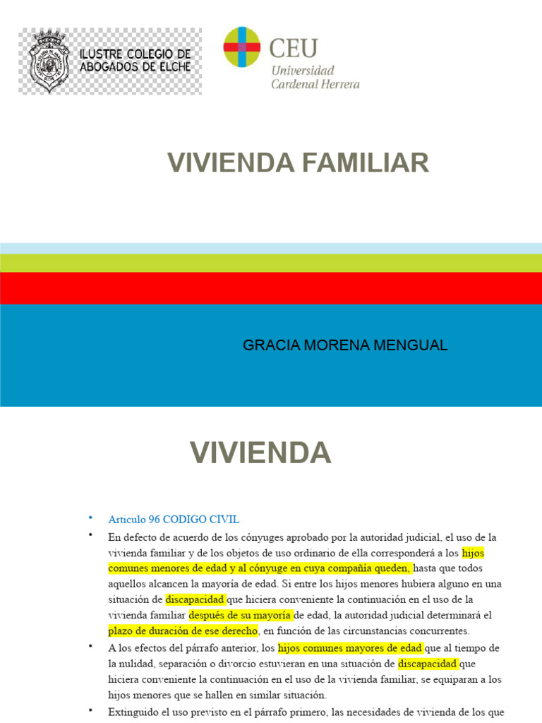 Uso de la Vivienda Familiar según el CC | PDF | Divorcio | Justicia