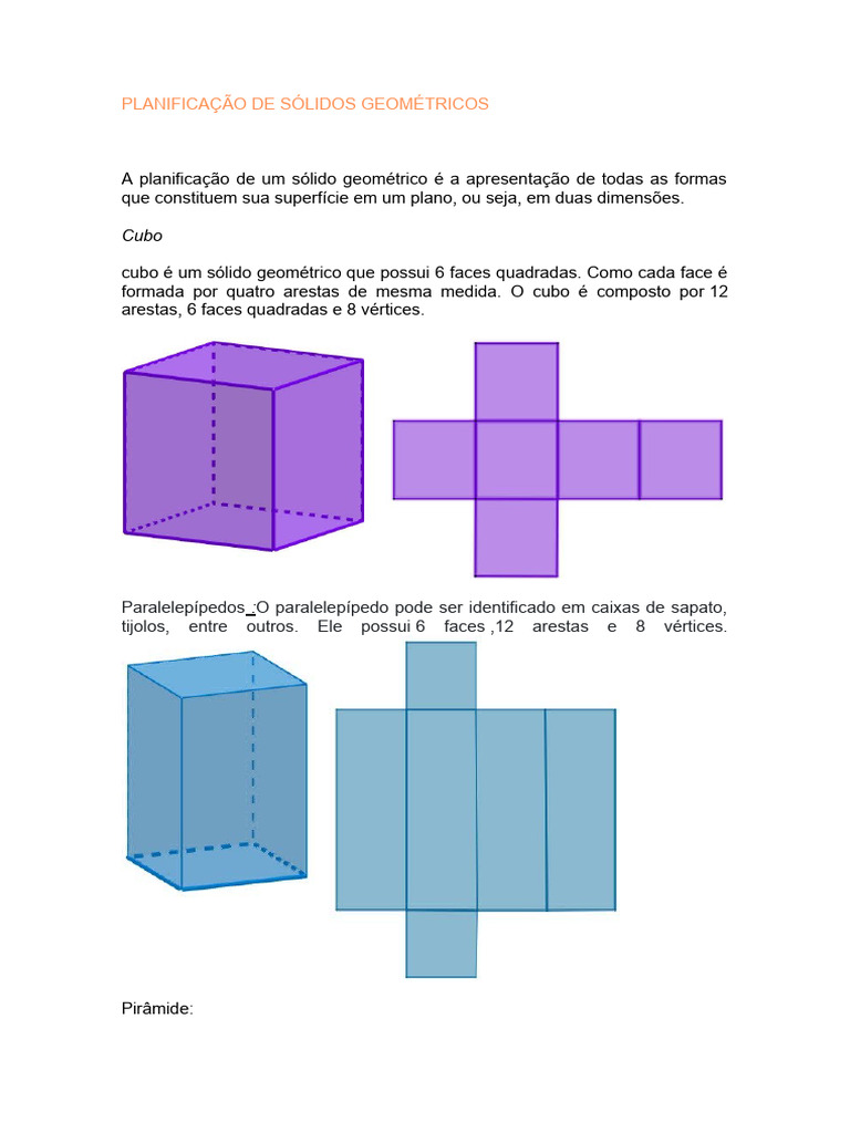 Planificação De Sólidos Geométricos Pdf