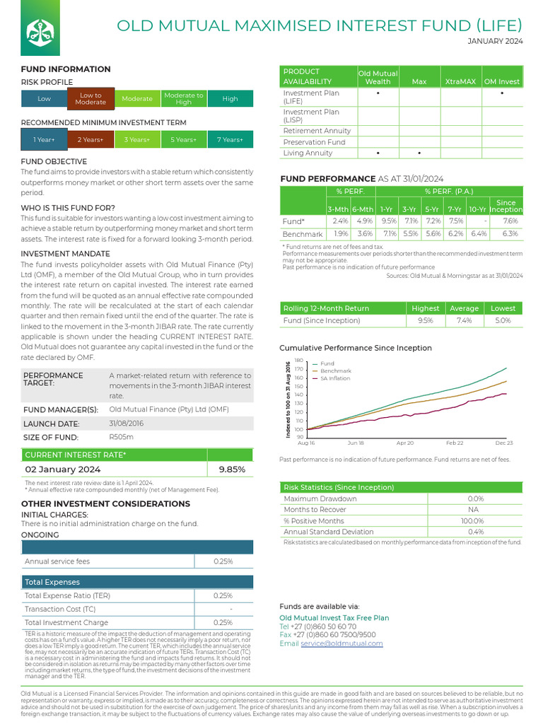 Old Mutual Maximised Interest Fund Rates | PDF | Investing | Interest Rates