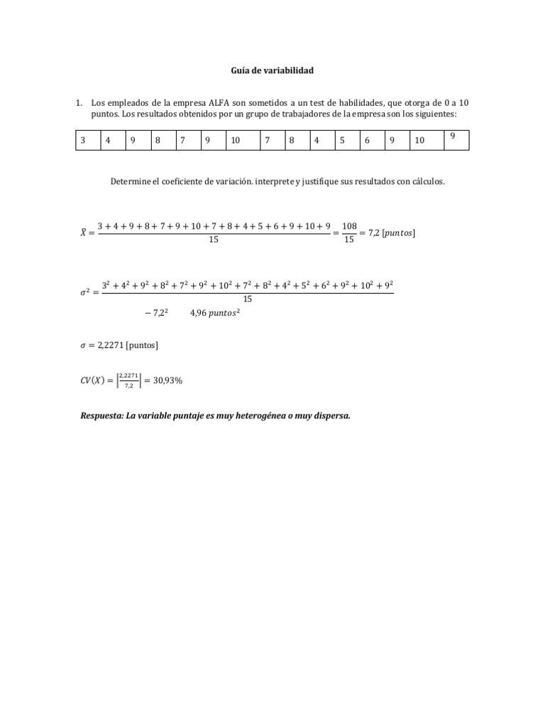 Guía Resuelta Variabilidad | PDF
