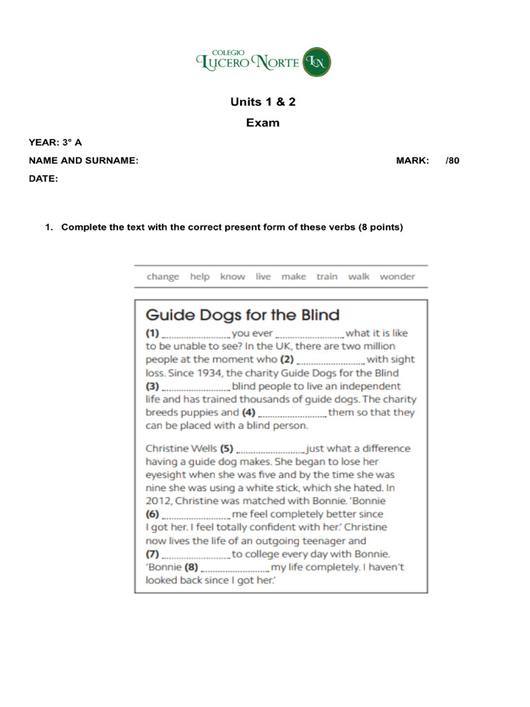 Test Unit 1 and 2 - Organized | PDF