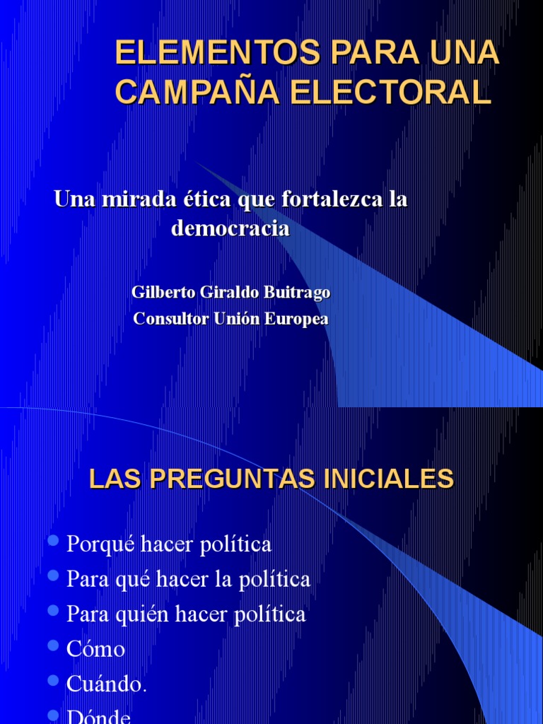 ELEMENTOS PARA UNA CAMPAÑA ELECTORAL Votación Producto